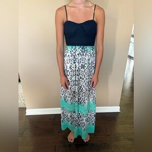 Navy and Teal Maxi Dress